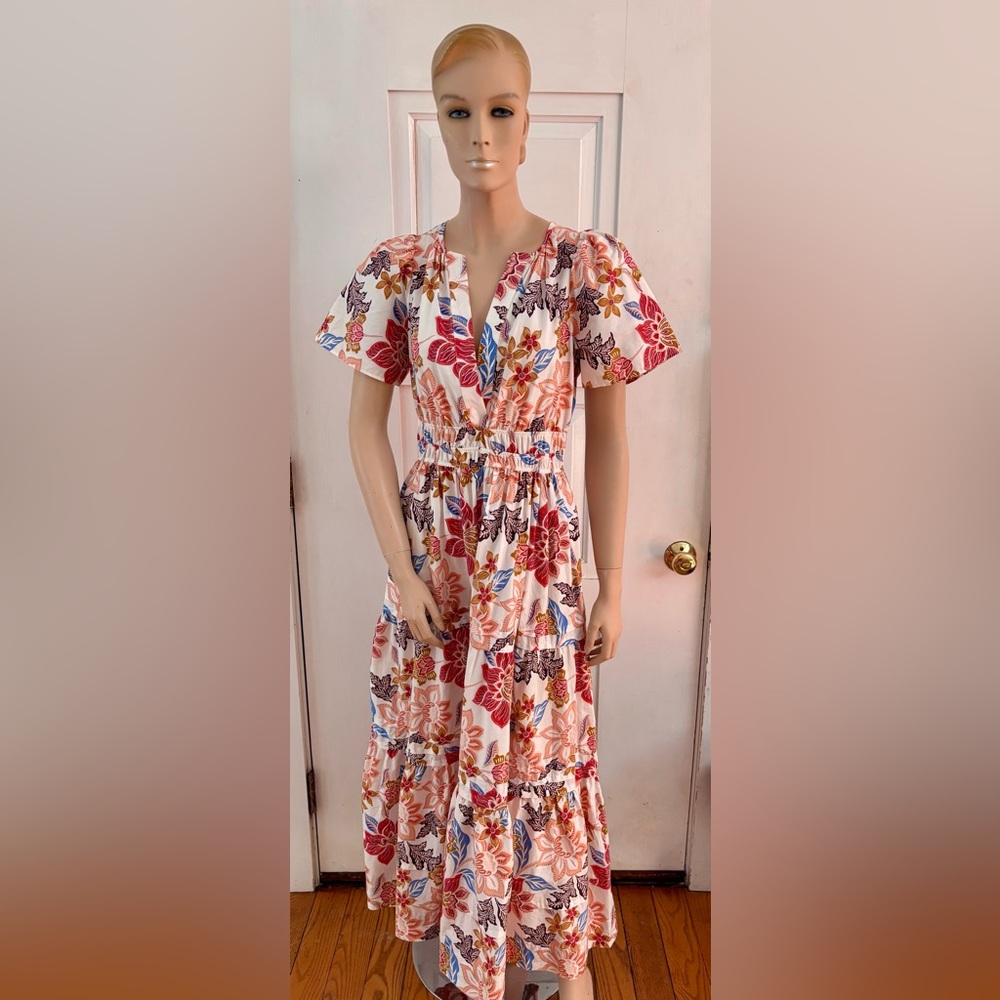 Anthropologie Multicolor Floral Midi Dress small